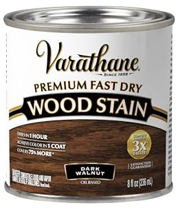 Varathane Premium Fast Dry Wood Stain | 1 Hour Dry Time | 1 Coat Color | Interior Wood Stain | Furniture, Cabinets, Doors, Trim | Half Pint | Dark Walnut