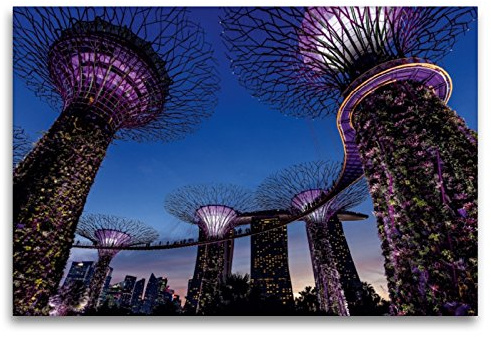 Premium Textil-Leinwand 120 x 80 cm Quer-Format Garden by the Bay - Singapur | Wandbild, HD-Bild auf Keilrahmen, Fertigbild auf hochwertigem Vlies, Leinwanddruck von Thomas Klinder