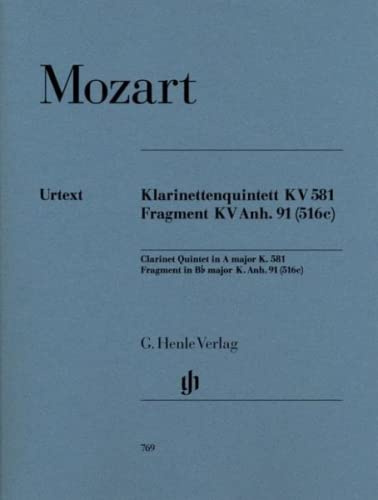 HENLE VERLAG MOZART W.A. - CLARINET QUINTET A MAJOR K. 581 AND FRAGMENT K. ANH. 91 (516C) Klassische Noten Kammermusik