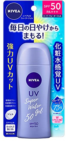 Nivea Sun Super Water Gel 80G - Spf50 Pa+++ | No Scent Remove By Soap For Face And Body Moisture Ingredients Collagen & Hyaluronan(Japan Import) , 80 G (1Er Pack)