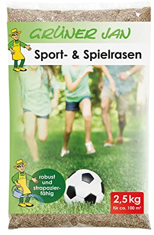 BURI Sport- und Spielrasen 2,5 kg für 100m² Sämereien Grassamen Rasensaat Saatgut Gras Samen Rasen Rasensamen Fußball Sportrasen