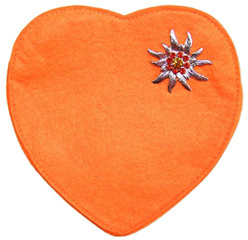 Herz Trachtentasche mit Edelweiß Orange
