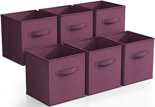Sorbus Fabric Storage Cubes, 6-Pack Foldable Bins (11 Inch, Purple)