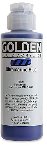Or 0002400-4 4 oz - 118ml - Fluid Peinture acrylique Peinture de couleur bouteille - bleu outremer