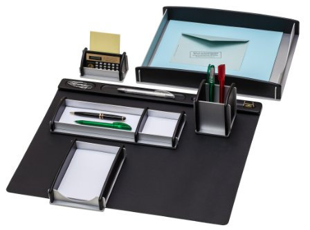 Rumold 968930 Schreibtisch-Set Buche, 6-teilig schwarz/silber