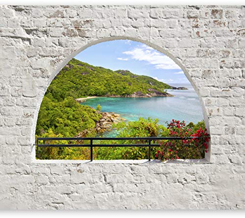 murando - Vlies Fototapete 350x256cm- Foto Tapete Schlafzimmer Wohnzimmer Vliestapete XXL Wandtapete Motivtapeten Bildtapete 3d Effekt Wand Dekoration - Natur Landschaft Santorini Ziegel c-A-0098-a-c