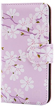 32nd Floral Series - Design PU Leather Book Wallet Case Cover for Apple iPhone 7, 8, SE (2020) & SE (2022), Designer Flower Pattern Wallet Style Flip Case With Card Slots - Cherry Blossom