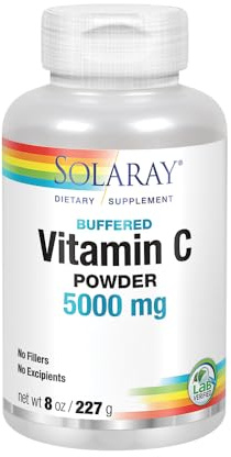 SOLARAY Vitamin C Crystalline 5000mg | Buffered Powder for Gentle Digestion | Healthy Immune Function, Collagen Synthesis & Antioxidant Support | 8 oz