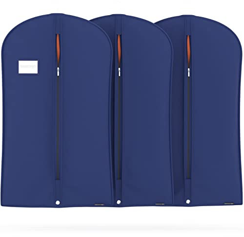 Hangerworld - Atmungsaktiver Kleiderhülle / Kleidersack mit Transport-Öse, 3 Stück - Blau - 100cm