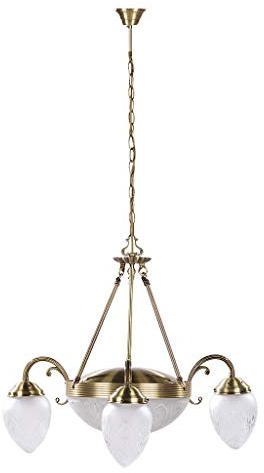Großer Lüster in bronze Hängeleuchte 3-flammig E14 + E27 230V Kronleuchter Deckenleuchte Jugendstil Pendelleuchte