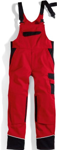 BP 1608-559-81-44n Latzhose, Stretch-Hosenträger mit Clipbefestigungen, 245,00 g/m² Stoffmischung, rot/schwarz, 44n