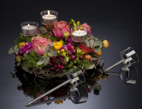 Sandra Rich Teelichthalter Teelichtglas Kerzenhalter Glas 10 cm Stick für Gestecke