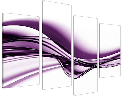 Wallfillers Large Modern Abstract Purple Canvas Pictures 130cm Wide Print Set 4031