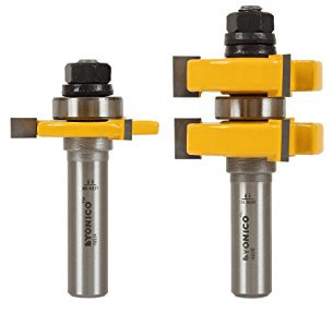 Yonico Tongue and Groove Router Bits Set 1-1/4-Inch 2 Bit 1/2-Inch Shank 15222
