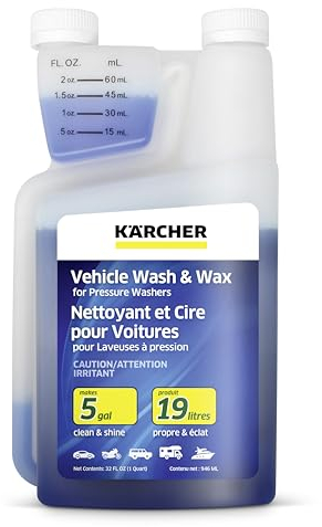 Kärcher Vehicle Wash and Wax, Pressure Washer Detergent, Cleans Cars, Bikes, Trucks, Boats and More, Highly Concentrated, Makes up to 5 gal of Cleaner