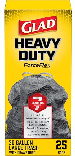 Glad Dual Defense bolsas de basura grandes con cordón – 30 galones – 25 unidades