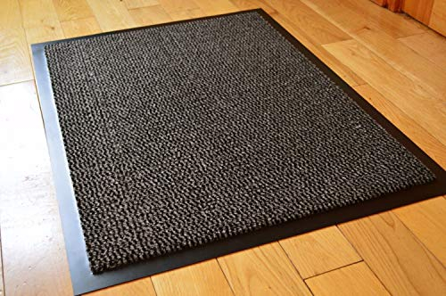 TrendMakers Barrier Mat Medium Grey/Black Door Mat Rubber Backed Medium Runner Barrier Mats Rug PVC Edged Heavy Duty Kitchen Mat(60 X 80 Cm)