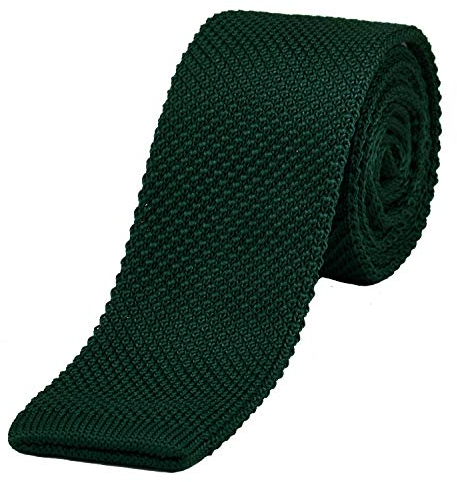 DonDon schmale Strickkrawatte dunkelgrün 5 cm