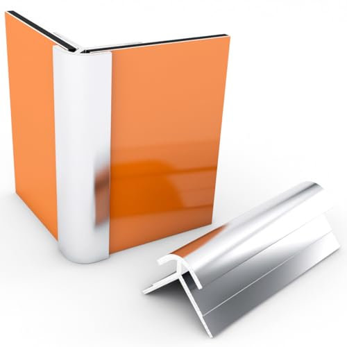 Kerabad Aluminium Profilsystem für 3mm Platten - 2 Meter - Alu-Profil für Duschrückwand Küchenrückwand - Außeneckprofil silber