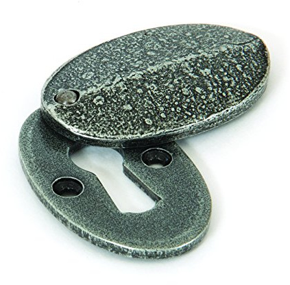 Handmade Oval Escutcheon & Cover - 2 x 1 1/8 - Pewter Patina
