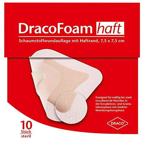DRACOFOAM Haft Schaumstoff Wundaufl.7,5x7,5 cm 10 St