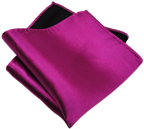 TigerTie gewebtes Designer Satin Seideneinstecktuch in beere/magenta/purple Uni einfarbig - Pochette 30 x 30 cm - Einstecktuch 100% reine Seide