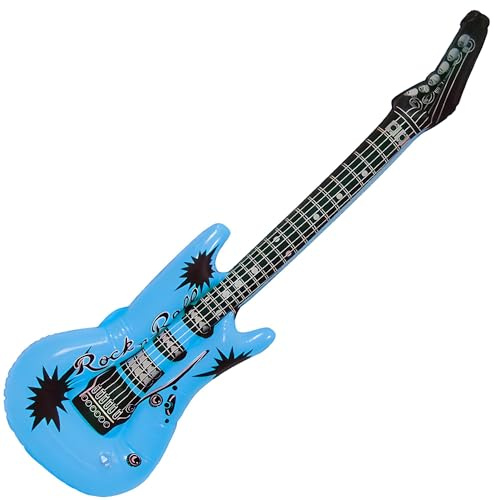 RockStar Dream Blue Inflatable Guitar - 37, 1 Count - Premium Design, Durable Material - Ideal For Party Fun & Unique Photo Props