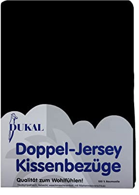 Dukal | Kissenbezug 70 x 90 cm | aus hochwertigem DOPPEL-Jersey | 100% Baumwolle | Farbe: schwarz