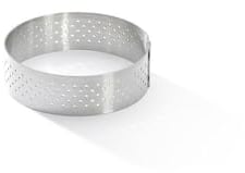 De Buyer - Cercle à tarte rond VALHORNA en inox perforé - 6,5 x 2 cm - Fabriqué en France, Technologie AIR SYSTEM, Micro-Perforations pour Cuisson Rapide et Homogène pour Résultats Croustillants