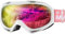 OutdoorMaster Premium Skibrille, Snowboardbrille Schneebrille OTG 100% UV-Schutz, helmkompatible Ski Goggles für Damen&Herren/Jungen&Mädchen(Weißer Rahmen + VLT 13% Pink Gläser mit vollem REVO Pink)