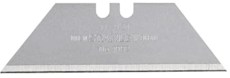 Stanley Trapezklingen 1992 (ohne Lochung, 62mm Klingenlänge, für allgemeine & schwere Schneidarbeiten in Teppich & Vinyl, 400 Stück in einer Kunststoff-Box) 4-11-921, Silber