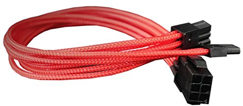 Nanoxia 900300023 PCI-E 6 -> 6+2-Pin Adapterkabel, 30 cm, Roter Einzelsleeve