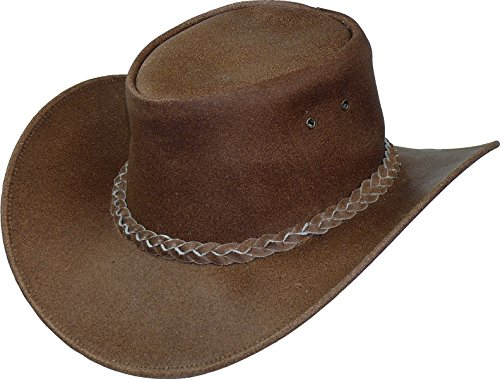 Harrys-Collection Damen Herren Leichter Lederhut aus Rindleder in 3 Farben!, Größe:L, Farben:cognac