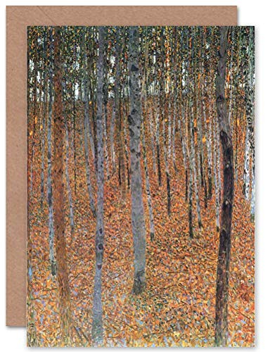 Wee Blue Coo Gustav Klimt Beech Grove I Old Master Painting Sealed Greeting Card Plus Envelope Blank inside