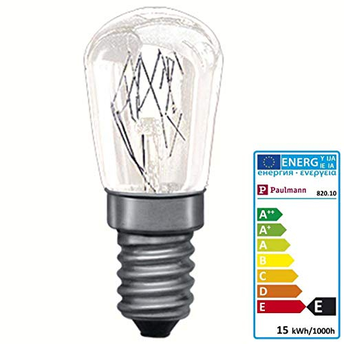 Paulmann 820.10-Bombilla para Horno (15 W, E14, 300°, Transparente, 82010), Claro, 1 Stück (1er Pack)