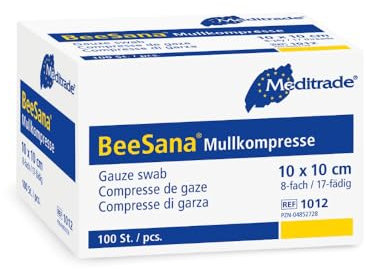 BeeSana® Mullkompresse, ohne RöKo, unsteril, 8-fach, 10 x 10 cm - B01MY2PDX0 | Packung (100 Stück)