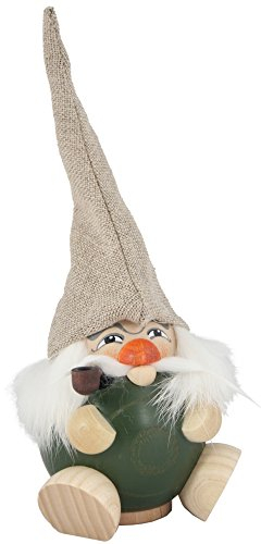 Seiffener Volkskunst | Räuchermann Figur | Waldzwerg 19 cm | Räucherfigur | Räuchermännchen Erzgebirge Original | 19033 | Waldzwerg Moosgrün