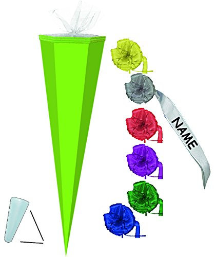 alles-meine.de GmbH Schultüte Rohling - hell Grün - 35 cm incl. individueller Schleife mit Kreppabschluß - Zuckertüte - zum Basteln, Bemalen und Bekleben Bastelschultüte