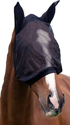 netproshop Weiche Komfort Fliegenmaske mit Ohren Elasthan Tragbar ohne Halfter COB/Full, Groesse:Full