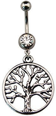 Gekko Body Jewellery Piercing nombril païen Wiccan avec pendentif arbre de vie