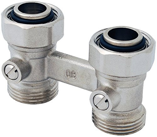 Zwei-Rohr-Hahnblock gerade 3/4 IG x 3/4 Eurokonus