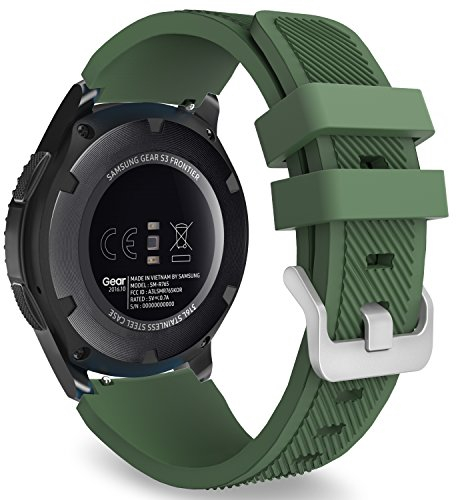 MoKo Sport Armband Kompatibel mit Samsung Galaxy Watch 3 45mm Armband/Galaxy Watch 46mm/Gear S3 Frontier/Classic, 22mm Weiches Silikon Ersatzarmband für Herren Damen, Armee Grün