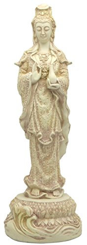 Statue Kuan-Yin stehend mit Wasserbehälter, Stein