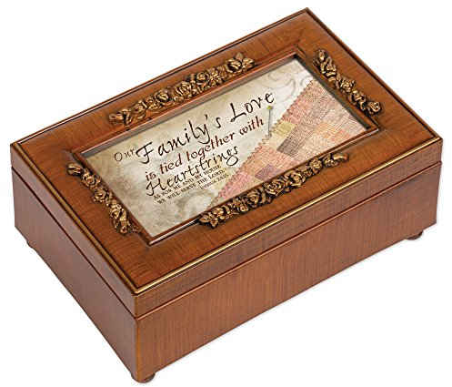 Our Family 's Love Tapisserie Holz-Finish Petite Rose Schmuck Musik Box Amazing Grace