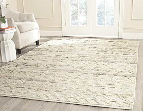SAFAVIEH Kenya Collection Area Rug - 6' x 9', Ivory, Hand-Knotted Wool, Ideal for High Traffic Areas in Living Room, Bedroom (KNY816A)