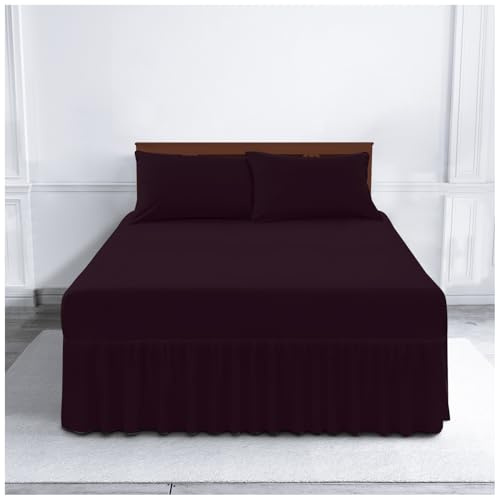 Gaveno Cavailia Luxury Non-Iron PERCALE VALANCE Sheet, Poly-Cotton, Berry , King