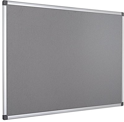 Bi-Office Notice Board Fire Retardant,Grey Felt, Maya Aluminium Frame, 90 x 60 cm