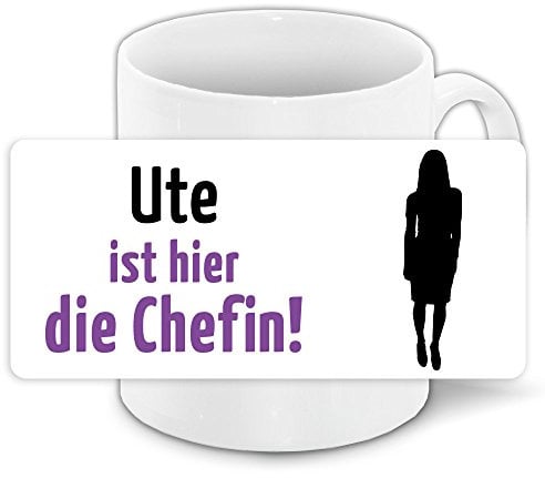 Tasse mit Motiv und Namen - Ute ist die Chefin - | Büro-Tasse | Lustiger Becher