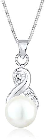 Elli Halskette Damen Infinity Perle mit Kristalle in 925 Sterling Silber