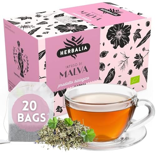 HERBALIA - Malven-Infusion in Teebeuteln, Malven-Infusionsset mit 20 Teebeuteln ohne Metallklammern, 20 g Malve für Tees und Kräutertees